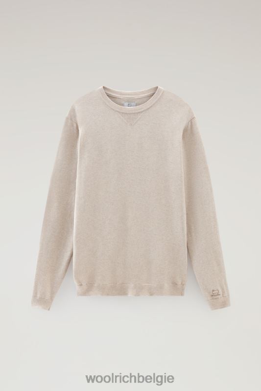 trui met ronde hals van puur katoen Woolrich Heren 8TTN0375 beige gemêleerd kleding