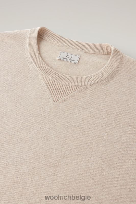 trui met ronde hals van puur katoen Woolrich Heren 8TTN0375 beige gemêleerd kleding