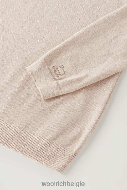 trui met ronde hals van puur katoen Woolrich Heren 8TTN0375 beige gemêleerd kleding