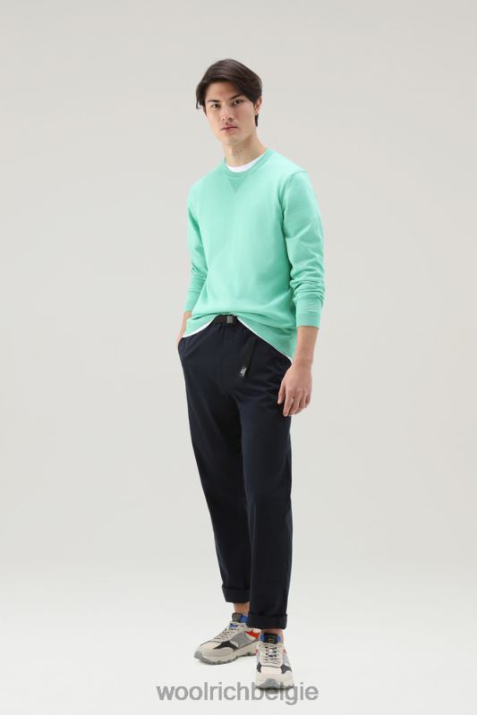 trui met ronde hals van puur katoen Woolrich Heren 8TTN0508 haven groen kleding