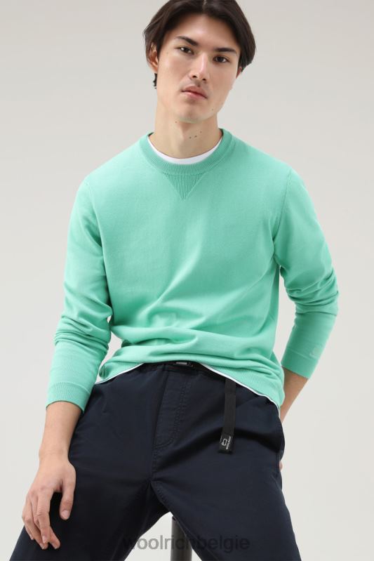 trui met ronde hals van puur katoen Woolrich Heren 8TTN0508 haven groen kleding