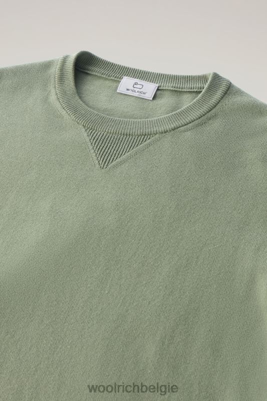 trui met ronde hals van puur katoen Woolrich Heren 8TTN0517 donkergroen kleding