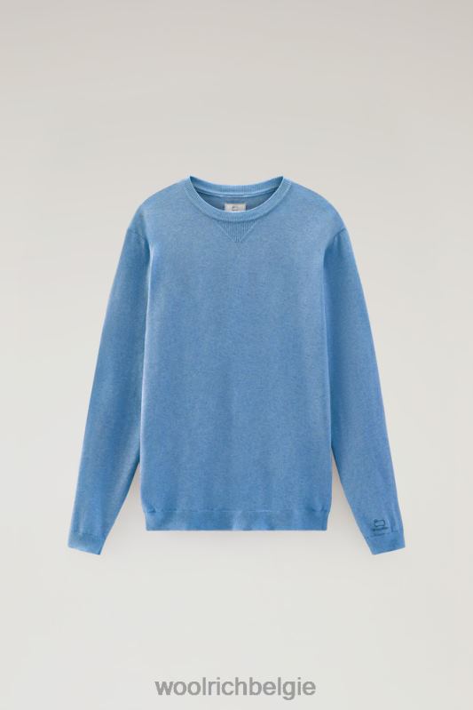 trui met ronde hals van puur katoen Woolrich Heren 8TTN0526 campanula melange kleding