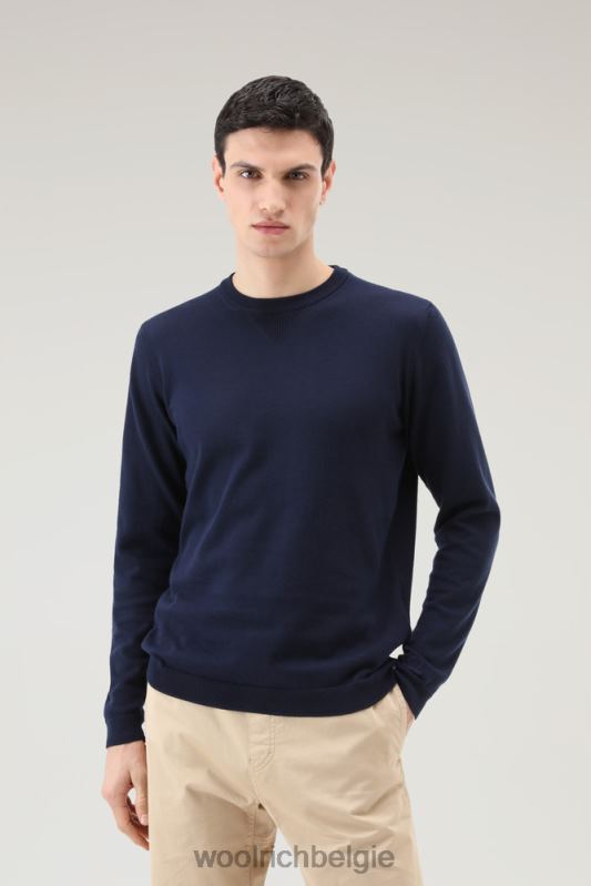 trui met ronde hals van puur katoen Woolrich Heren 8TTN0588 donker marine kleding