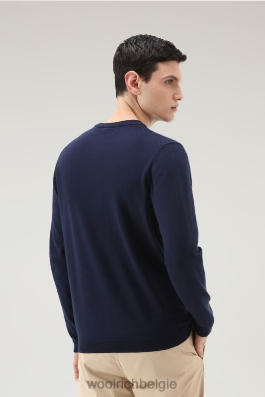 trui met ronde hals van puur katoen Woolrich Heren 8TTN0588 donker marine kleding