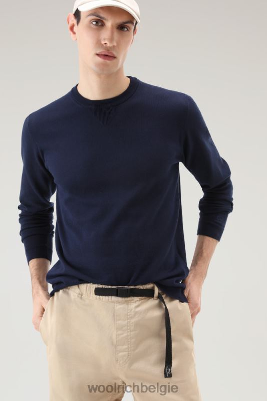 trui met ronde hals van puur katoen Woolrich Heren 8TTN0588 donker marine kleding