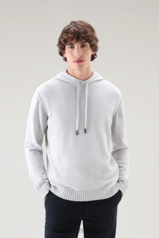 trui van puur katoen met capuchon Woolrich Heren 8TTN0393 grijs gemêleerd kleding