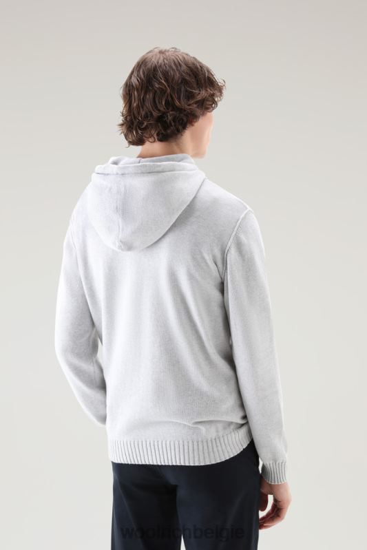trui van puur katoen met capuchon Woolrich Heren 8TTN0393 grijs gemêleerd kleding