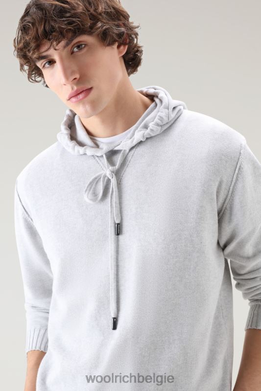 trui van puur katoen met capuchon Woolrich Heren 8TTN0393 grijs gemêleerd kleding