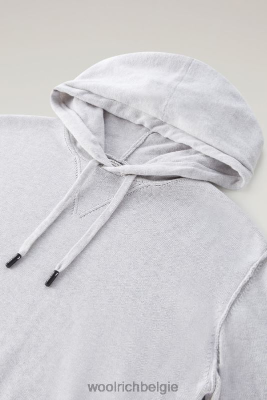 trui van puur katoen met capuchon Woolrich Heren 8TTN0393 grijs gemêleerd kleding