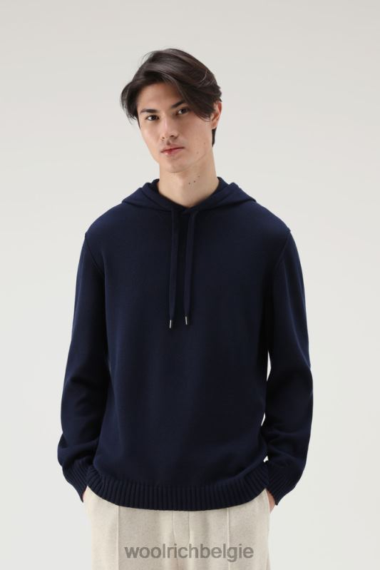 trui van puur katoen met capuchon Woolrich Heren 8TTN0598 donker marine kleding