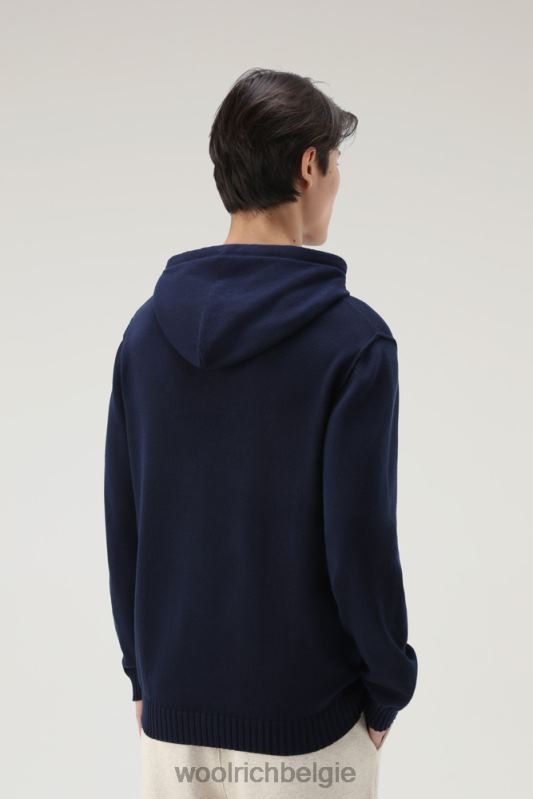 trui van puur katoen met capuchon Woolrich Heren 8TTN0598 donker marine kleding