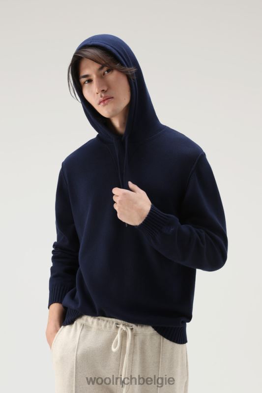 trui van puur katoen met capuchon Woolrich Heren 8TTN0598 donker marine kleding