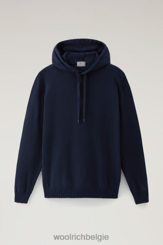 trui van puur katoen met capuchon Woolrich Heren 8TTN0598 donker marine kleding