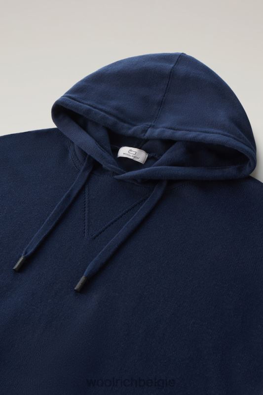 trui van puur katoen met capuchon Woolrich Heren 8TTN0598 donker marine kleding
