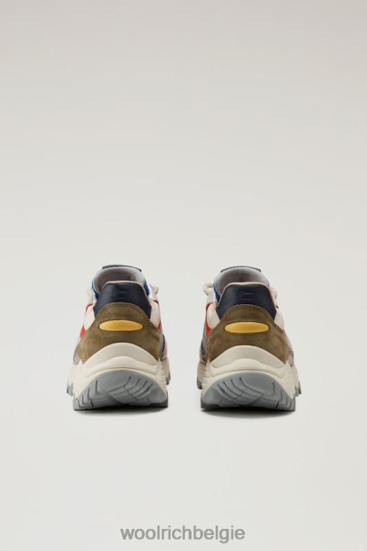 veelkleurige tech-sneakers van zacht leer met suède inzetstukken Woolrich Heren 8TTN0630 beige slagroom schoenen