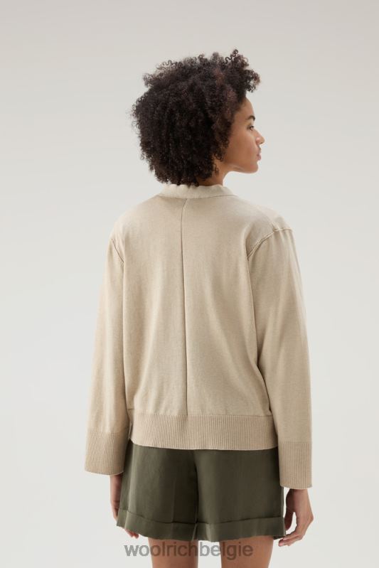 vest van een katoen-kasjmiermix Woolrich vrouwen 8TTN0113 beige gemêleerd kleding
