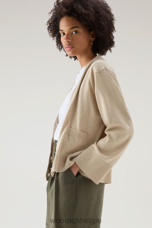 vest van een katoen-kasjmiermix Woolrich vrouwen 8TTN0113 beige gemêleerd kleding
