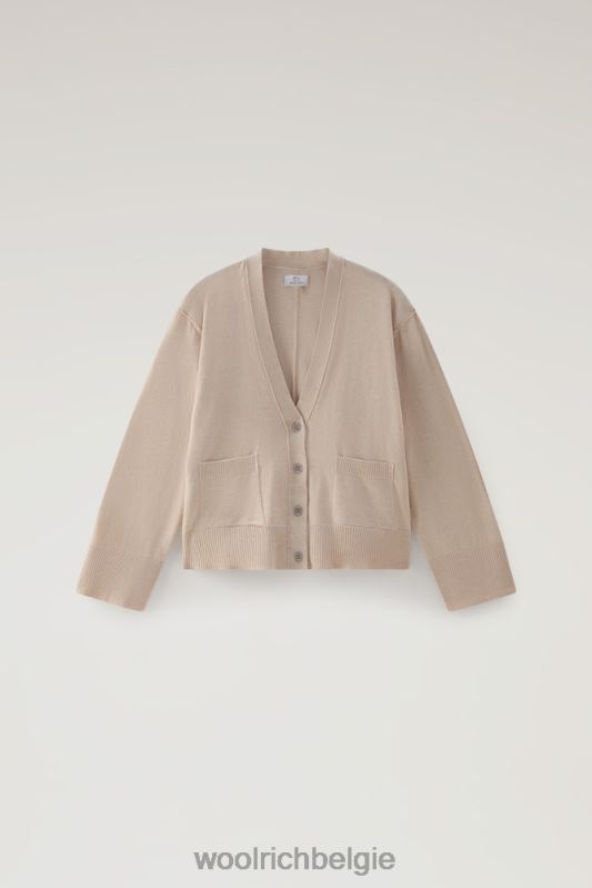 vest van een katoen-kasjmiermix Woolrich vrouwen 8TTN0113 beige gemêleerd kleding