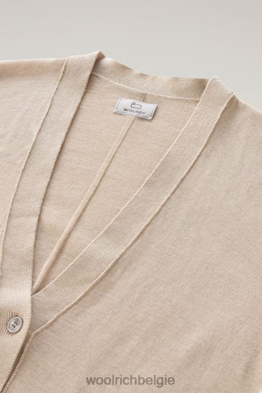 vest van een katoen-kasjmiermix Woolrich vrouwen 8TTN0113 beige gemêleerd kleding