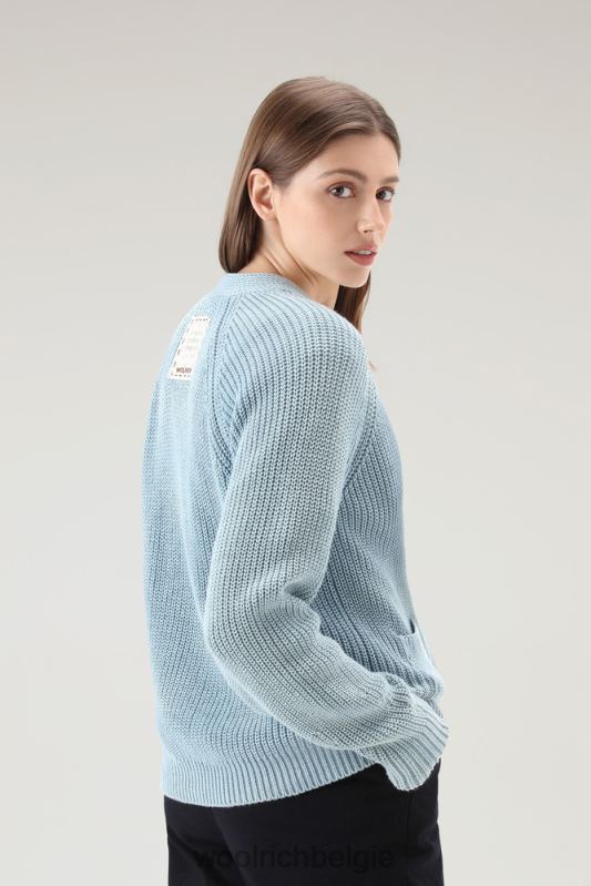 vest van puur biologisch materiaal met een natuurlijke kledingkleurstofafwerking Woolrich vrouwen 8TTN086 bleek indigo kleding