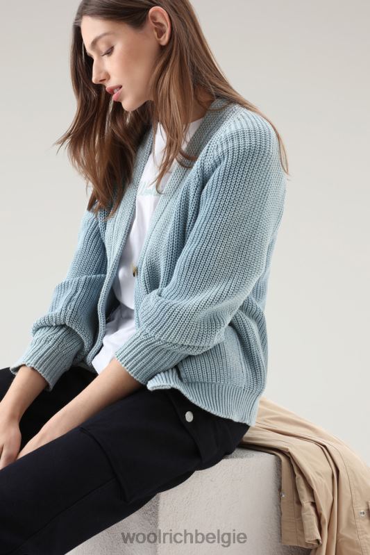 vest van puur biologisch materiaal met een natuurlijke kledingkleurstofafwerking Woolrich vrouwen 8TTN086 bleek indigo kleding