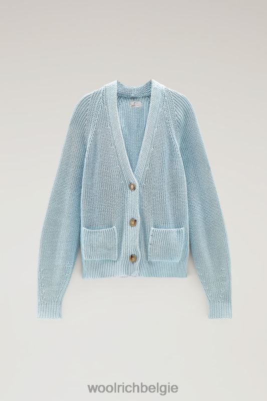 vest van puur biologisch materiaal met een natuurlijke kledingkleurstofafwerking Woolrich vrouwen 8TTN086 bleek indigo kleding