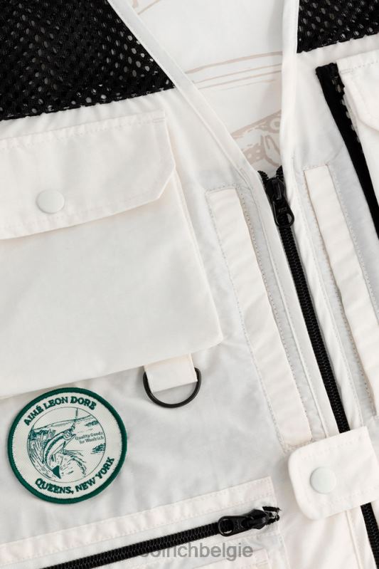 vliegvissen vest met meerdere zakken van eco-ramar-stof-aime leon dore Woolrich Heren 8TTN0800 kokosmelk kleding
