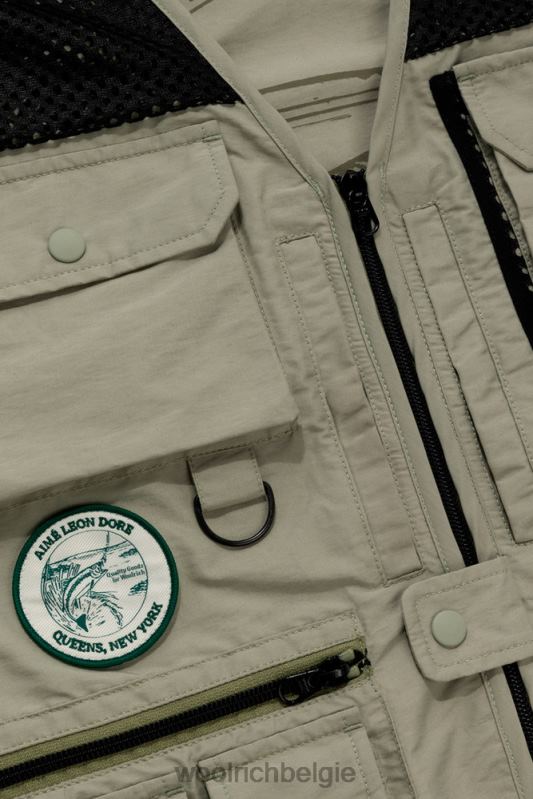 vliegvissen vest met meerdere zakken van eco-ramar-stof-aime leon dore Woolrich Heren 8TTN0801 zeegras kleding