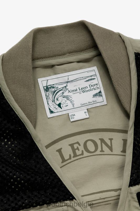 vliegvissen vest met meerdere zakken van eco-ramar-stof-aime leon dore Woolrich Heren 8TTN0801 zeegras kleding
