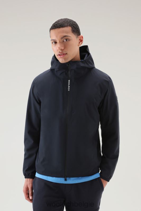 waterdichte Pacific-jas met capuchon Woolrich Heren 8TTN0374 Melton blauw kleding