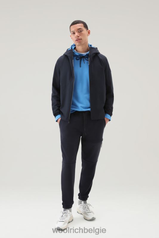 waterdichte Pacific-jas met capuchon Woolrich Heren 8TTN0374 Melton blauw kleding