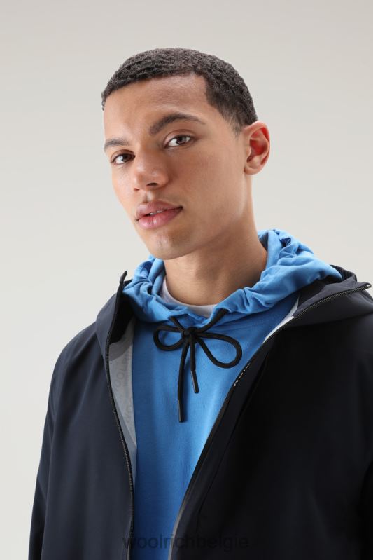 waterdichte Pacific-jas met capuchon Woolrich Heren 8TTN0374 Melton blauw kleding