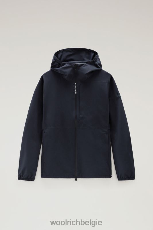 waterdichte Pacific-jas met capuchon Woolrich Heren 8TTN0374 Melton blauw kleding