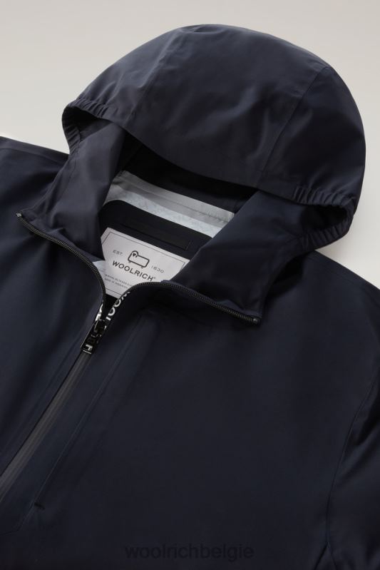waterdichte Pacific-jas met capuchon Woolrich Heren 8TTN0374 Melton blauw kleding