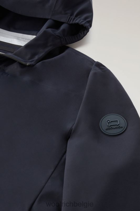 waterdichte Pacific-jas met capuchon Woolrich Heren 8TTN0374 Melton blauw kleding