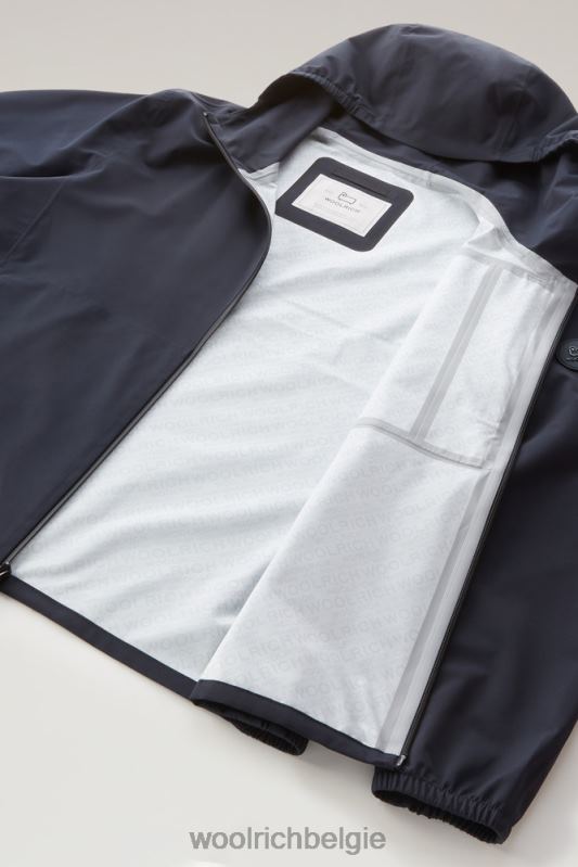 waterdichte Pacific-jas met capuchon Woolrich Heren 8TTN0374 Melton blauw kleding