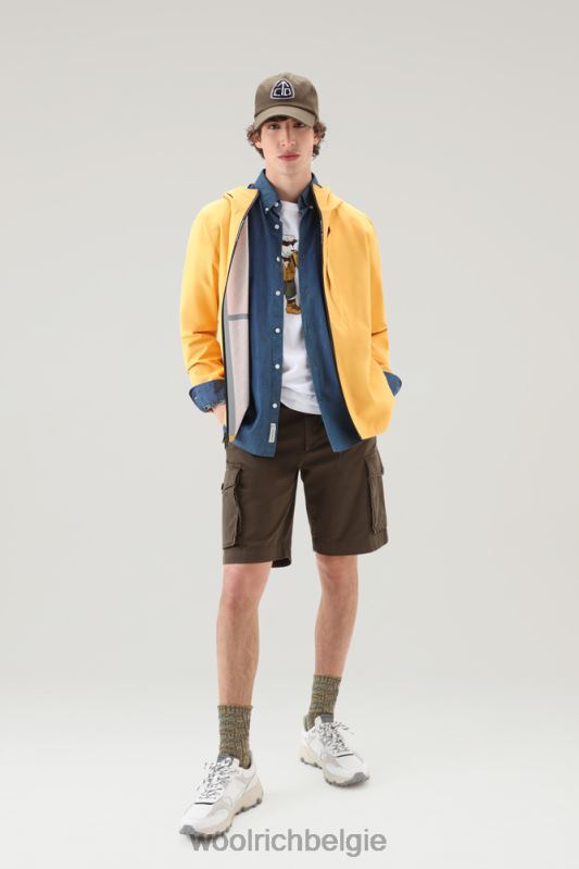 waterdichte Pacific-jas met capuchon Woolrich Heren 8TTN0450 geel verbrand kleding