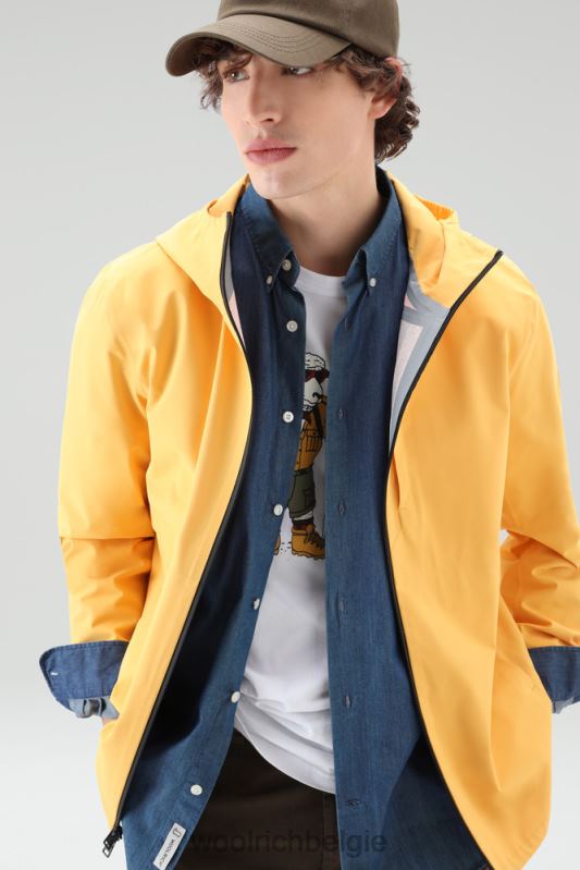 waterdichte Pacific-jas met capuchon Woolrich Heren 8TTN0450 geel verbrand kleding