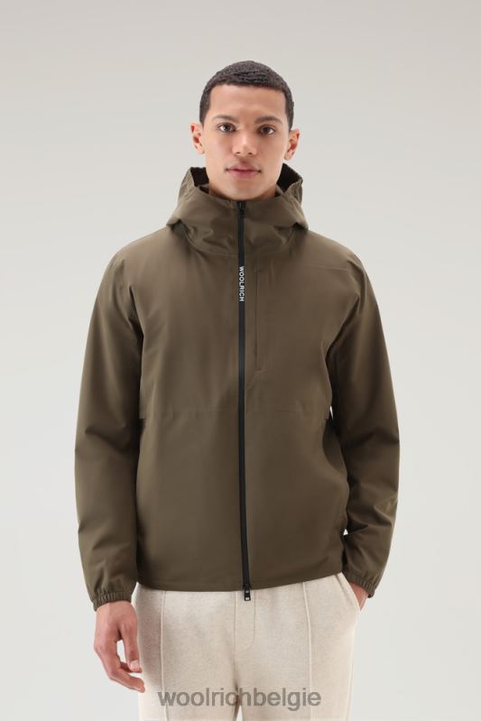 waterdichte Pacific-jas met capuchon Woolrich Heren 8TTN0475 donkergroen kleding