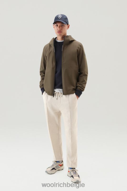 waterdichte Pacific-jas met capuchon Woolrich Heren 8TTN0475 donkergroen kleding