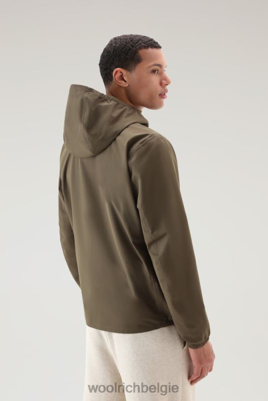 waterdichte Pacific-jas met capuchon Woolrich Heren 8TTN0475 donkergroen kleding