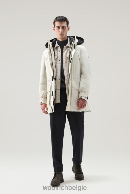 waterdichte lange parka van pertex revolve Woolrich Heren 8TTN0775 melkachtige crème kleding