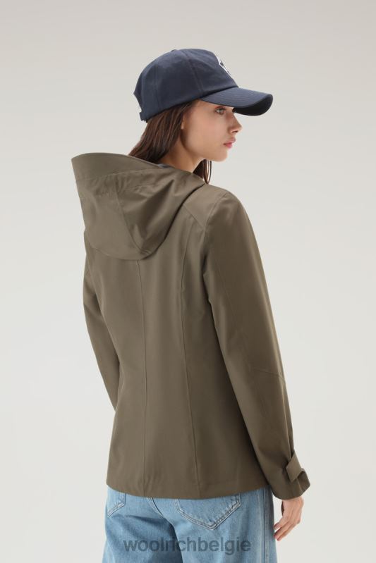 waterdichte leavitt-jas met capuchon Woolrich vrouwen 8TTN0107 donkergroen kleding