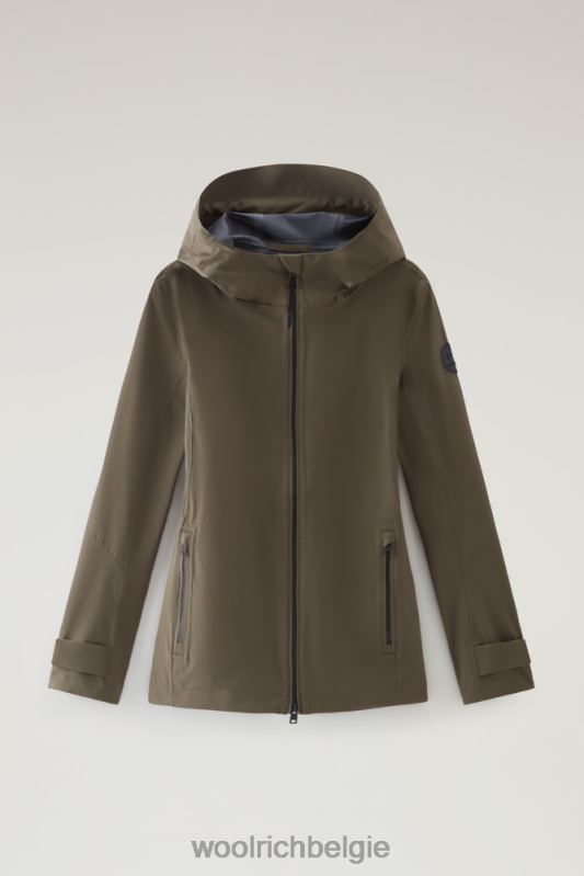 waterdichte leavitt-jas met capuchon Woolrich vrouwen 8TTN0107 donkergroen kleding