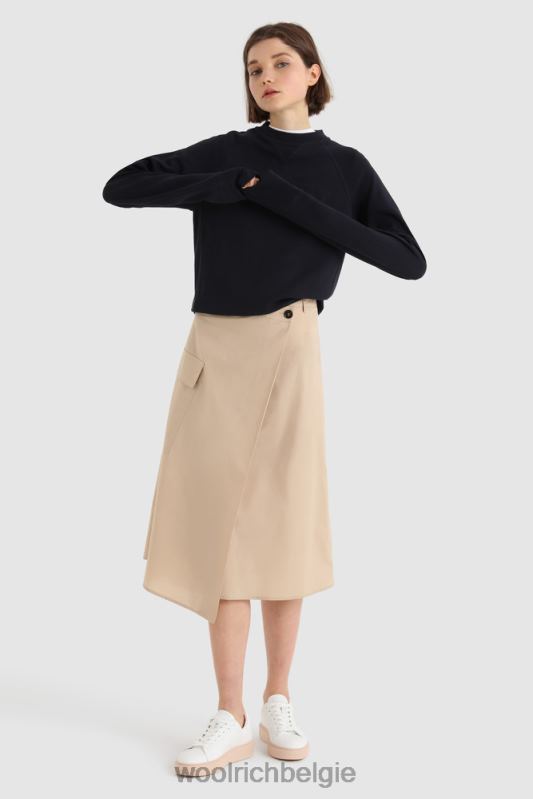 wikkelrok van popeline van zuiver katoen Woolrich vrouwen 8TTN0326 veer beige kleding