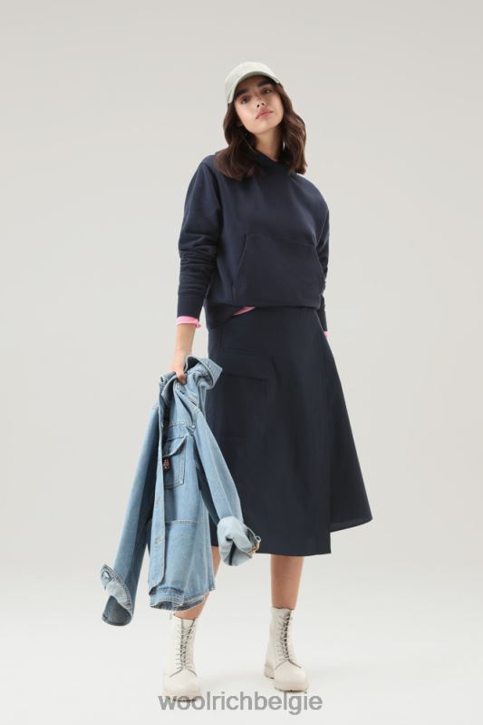 wikkelrok van popeline van zuiver katoen Woolrich vrouwen 8TTN0327 Melton blauw kleding