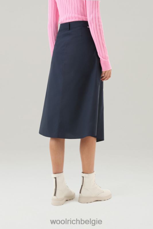 wikkelrok van popeline van zuiver katoen Woolrich vrouwen 8TTN0327 Melton blauw kleding