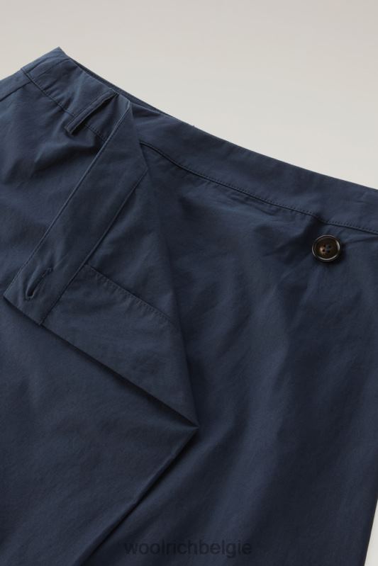 wikkelrok van popeline van zuiver katoen Woolrich vrouwen 8TTN0327 Melton blauw kleding