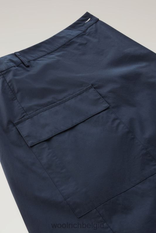 wikkelrok van popeline van zuiver katoen Woolrich vrouwen 8TTN0327 Melton blauw kleding